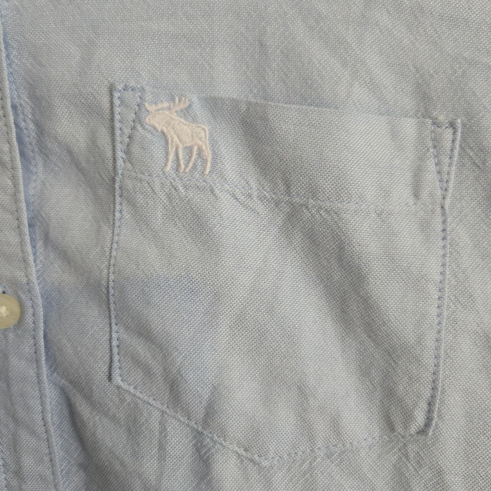 Abercrombie & Fitch Button Down Shirt Women XS Blue Oxford Moose Logo Preppy - Picture 2 of 8